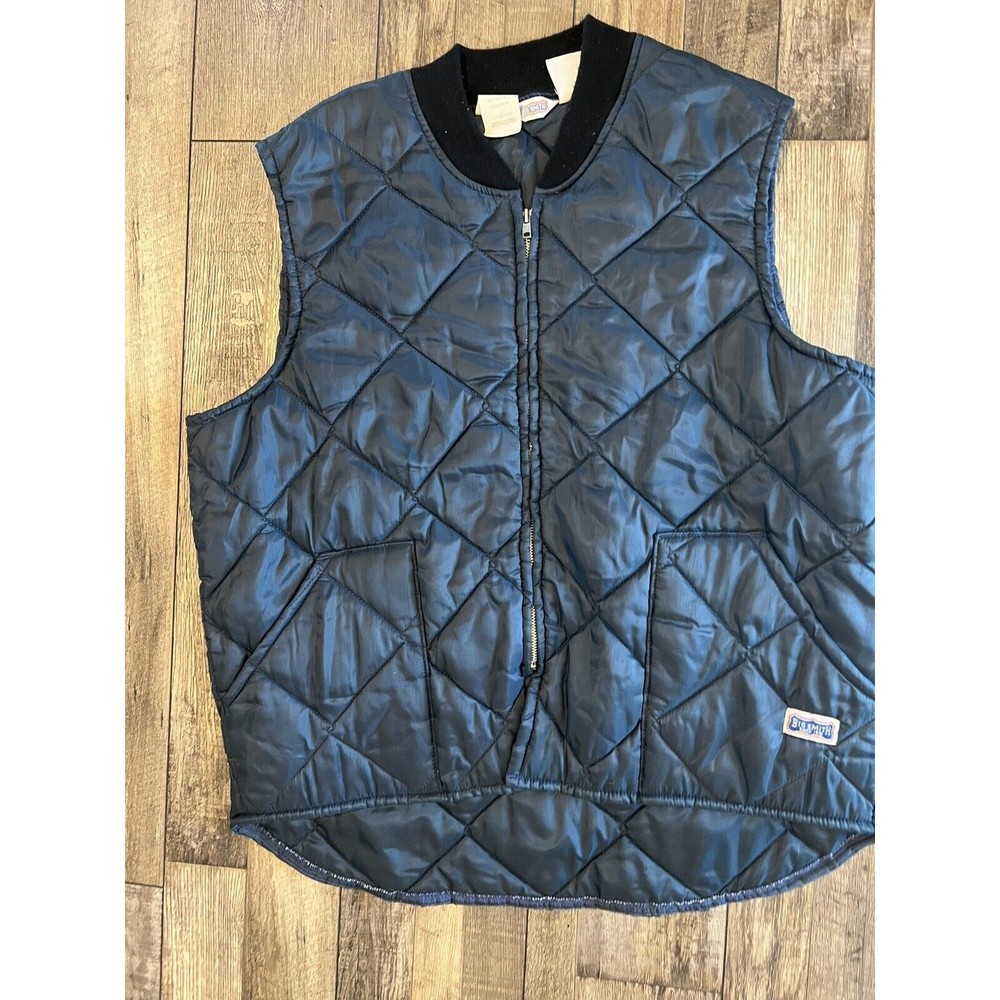 Vintage Big Smith Quilted Puffer Vest Navy Blue Sz 2XL 80s Workwear